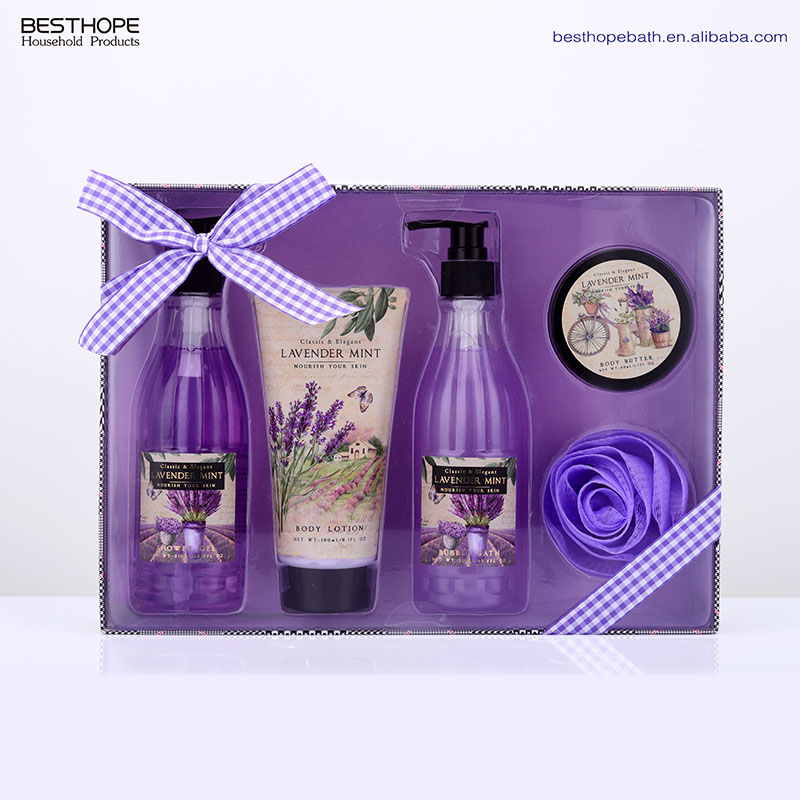 OEM manufacture lavender body wash hotel bubble bath gel gift set