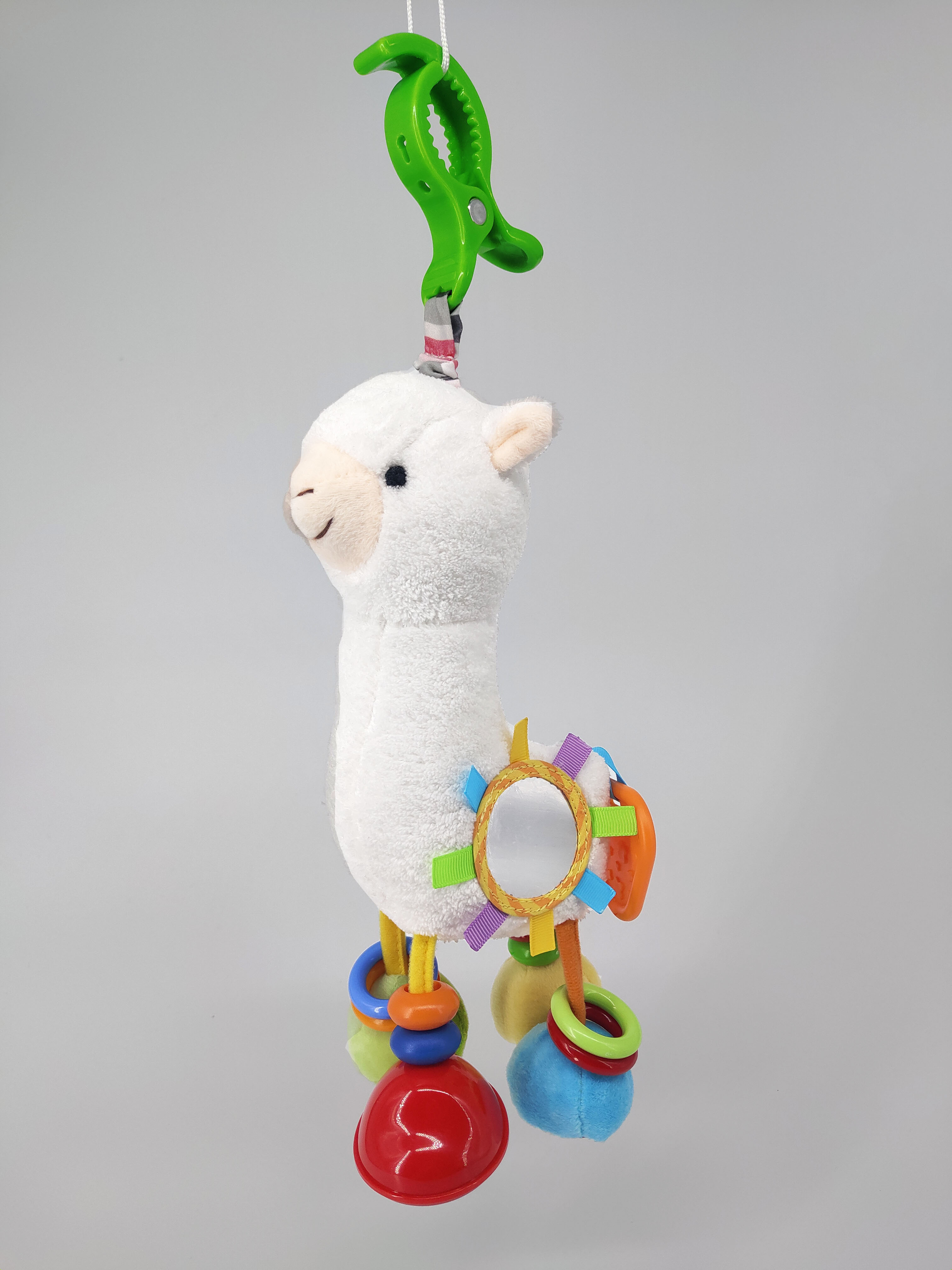 Alpaca rattle with vibration and teether ，mirror，squeaker