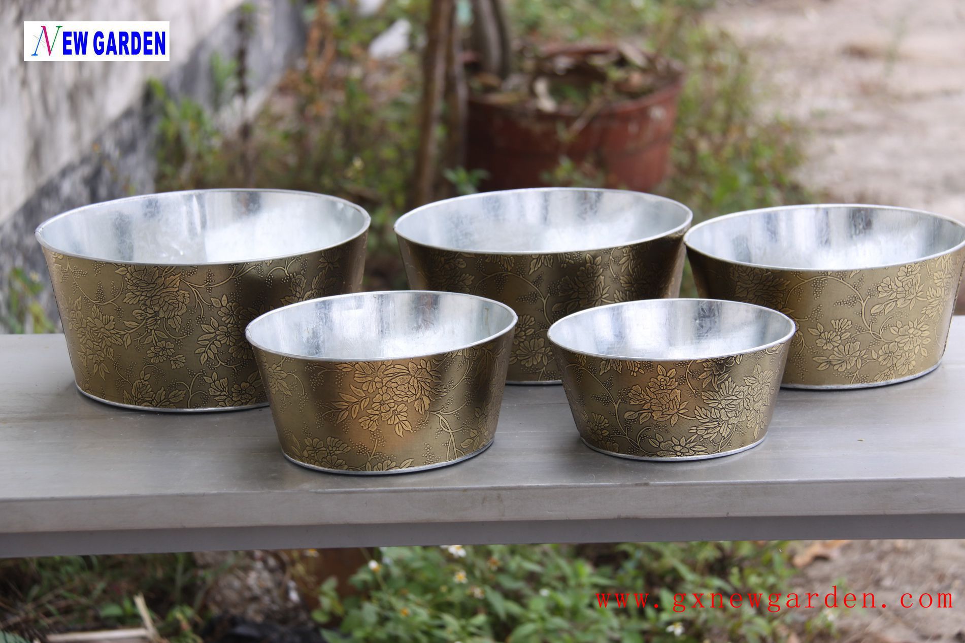 zinc flower planter