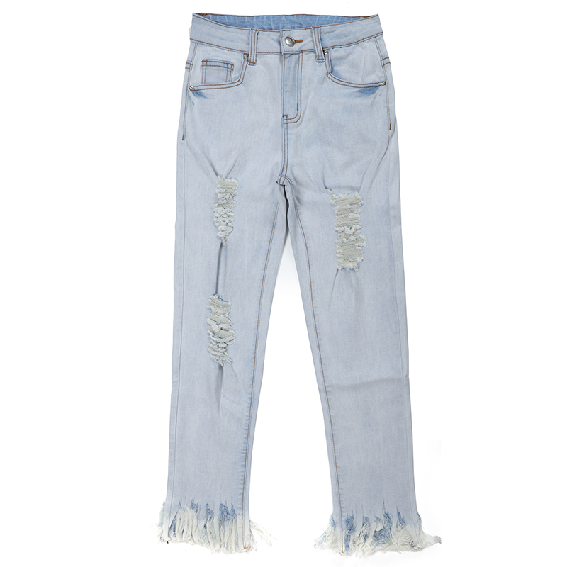 2024 New Fashion Tassel ripped women denim jeans pants Custom G2622-Z