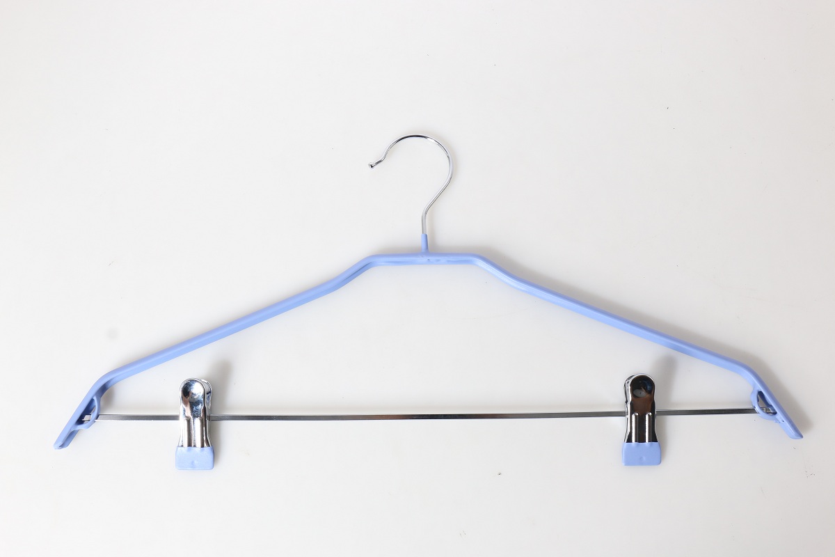 Hotel PVC Coated Cloth Hanger High Quality Pants Metal Clips Hanger