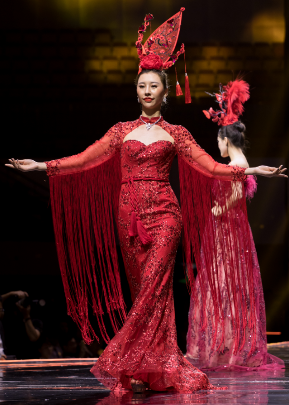 Bronzing shawl dress