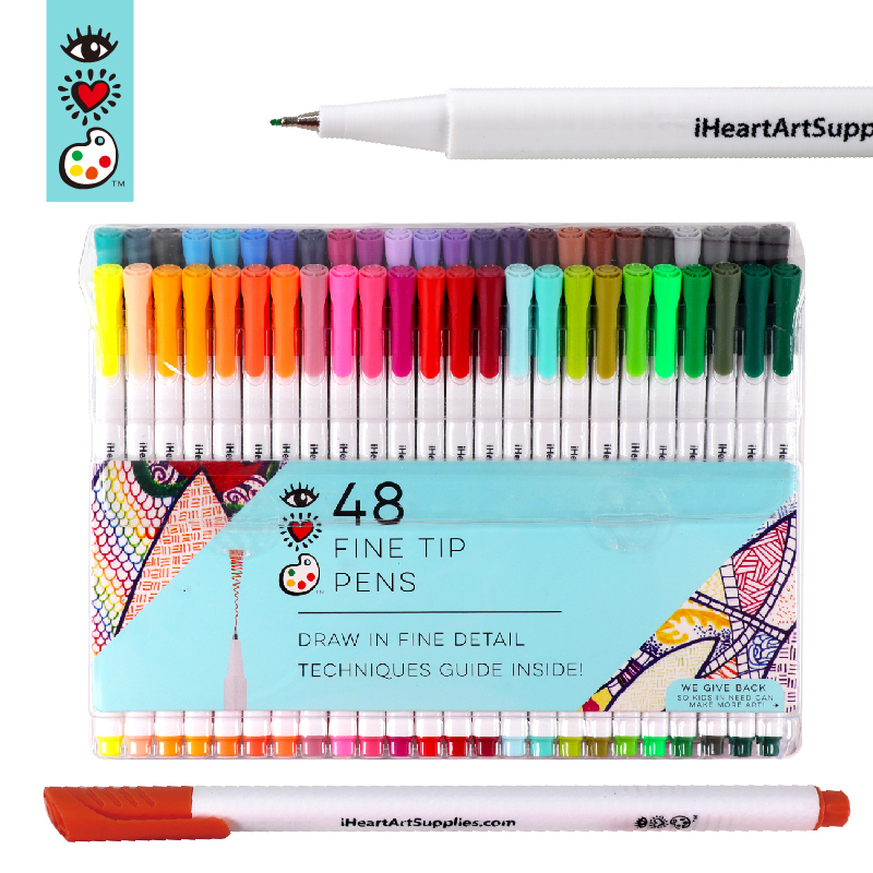 48 Vibrant colors water-based ink safe fine tip pen