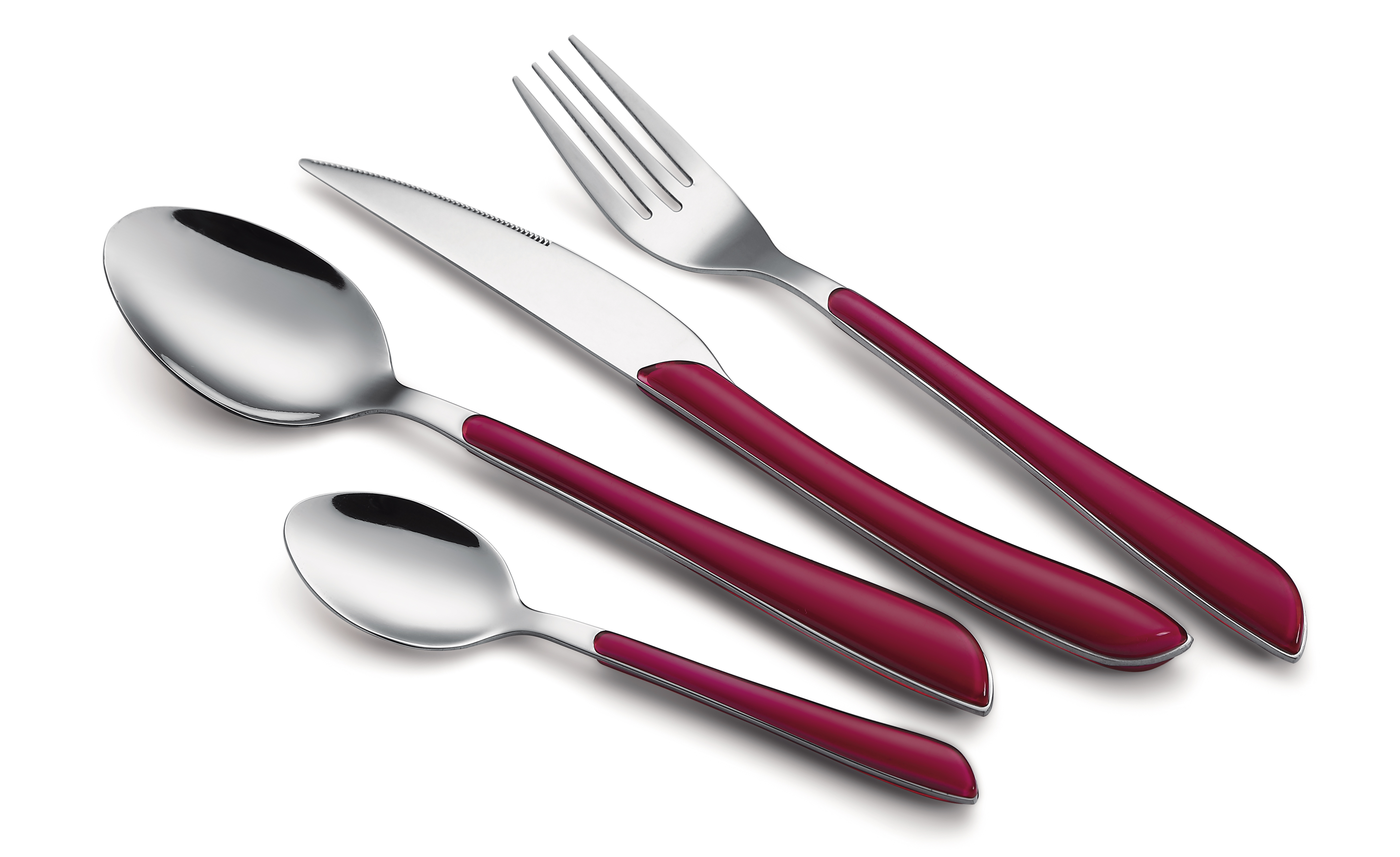 24pcs Stainless steel cutlery set with plastic handle in color box