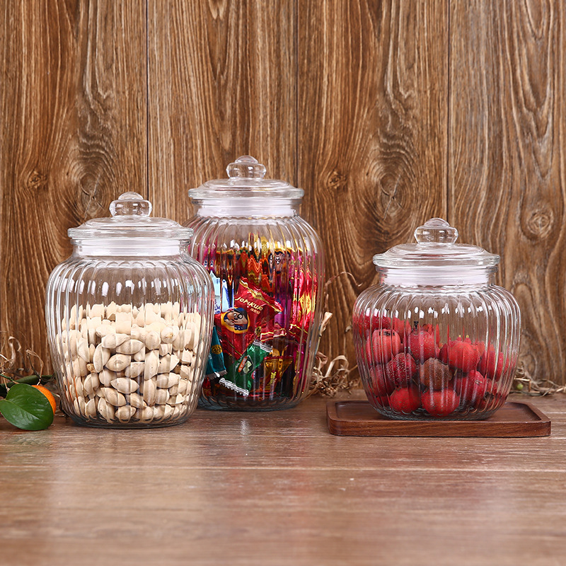 new products clear sealed glass storage bottle with glass lid glass sugar jar