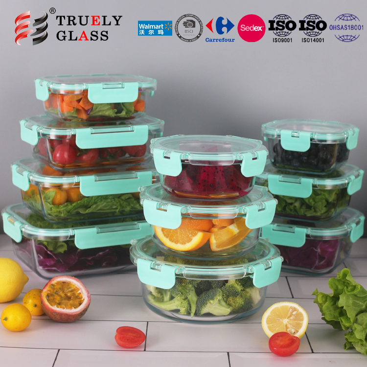 320ML 640ML 1000ML 1L Heatable Borosilicate Meal Prep Storage Glass Food Container / Lunch Box with MS lid