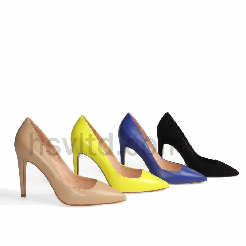 Genuine leather high heel lady shoes