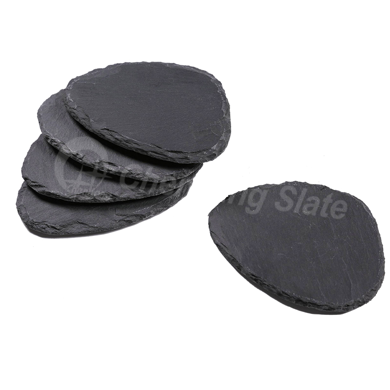 Set Of 4, Slate Coasters Rough Chipped Edges