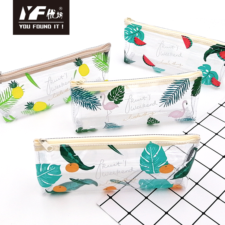 Custom partysu triangle transparent PVC multifunction pencil case
