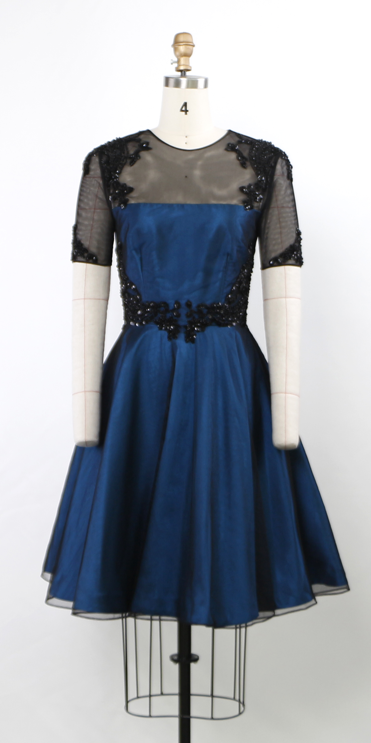 Women's Half Sleeve Swing Dress Novel beading pattern A Line mikado party Dress