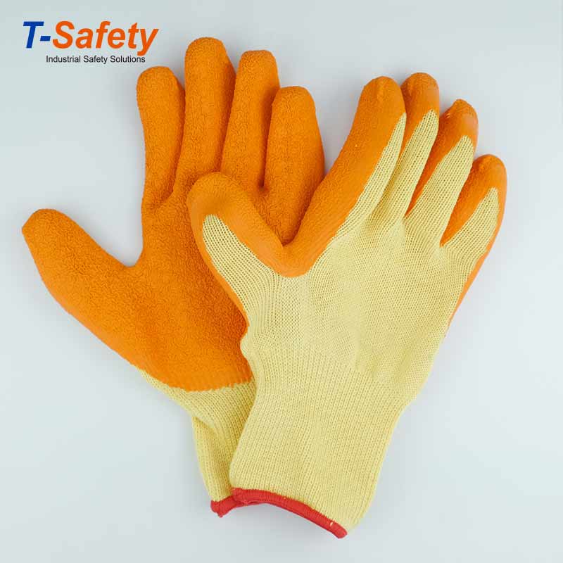 10 Gauge cotton knitted with latex crinkle coated gloves