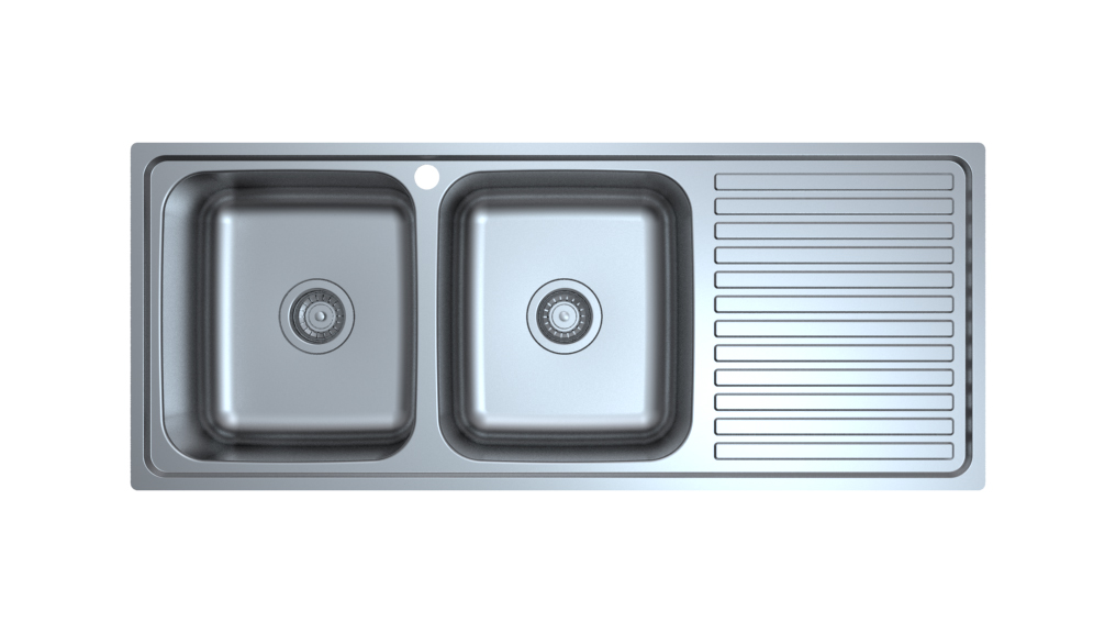 Stainless Steel Drop-in Equal Bowl Sink With Drainboard, R60