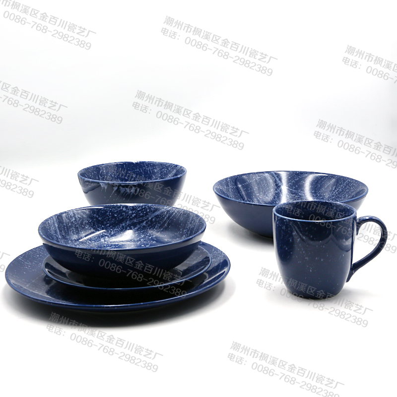 Dark Blue With Spray White Dinnerware