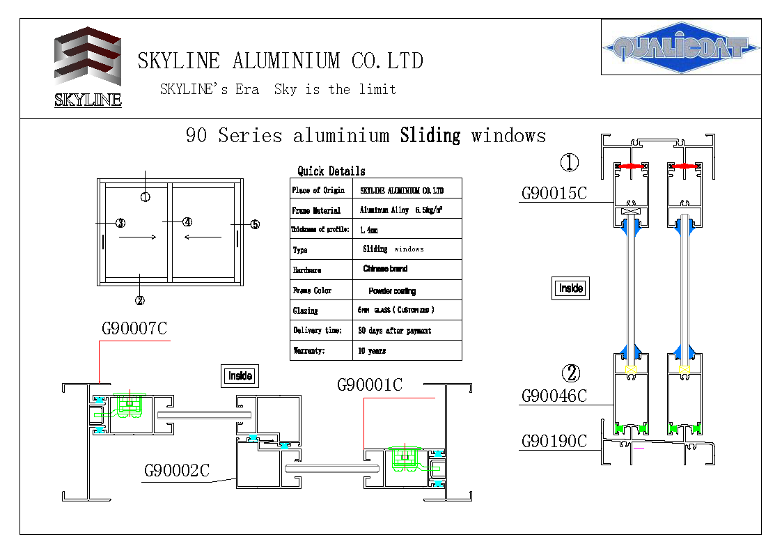 SKYLINE G90 series sliding window