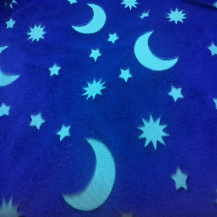polyester luminous fabric flannel fabric glowing in dark