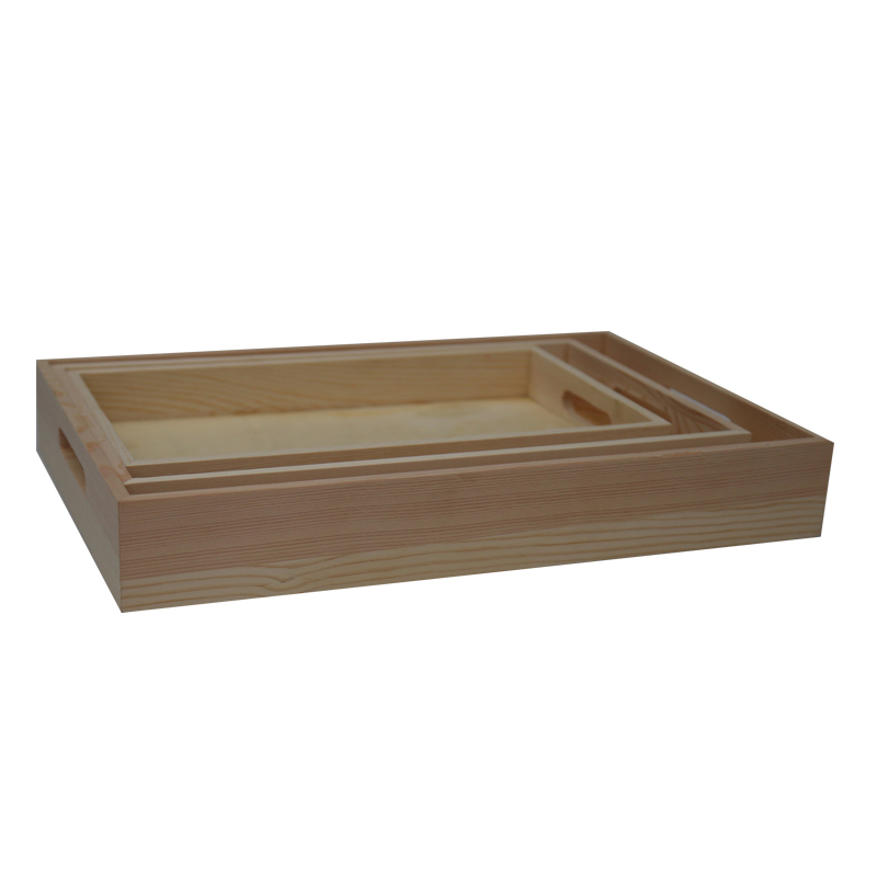 Decorative Storage Wooden Crates (Set of 3, Natural Wood) Unfinished Wood Crate Box Wooden Storage Fruit Crate