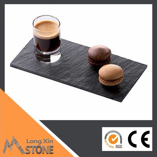 Chinese natural rectangle black slate sushi plate plate with EVAet