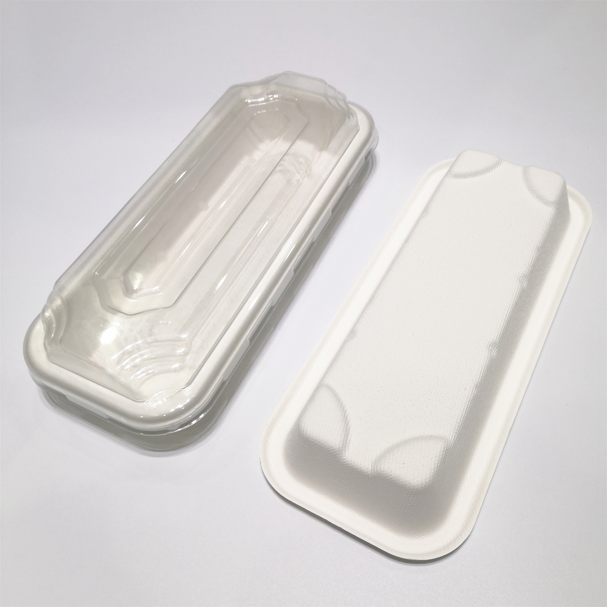 Biodegradable Compostable Sugarcane Pulp 230ml Sushi Tray with Lid