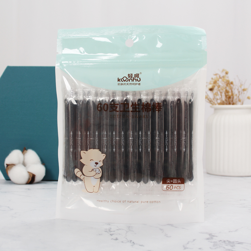 Cotton buds for dual use in zipper bag