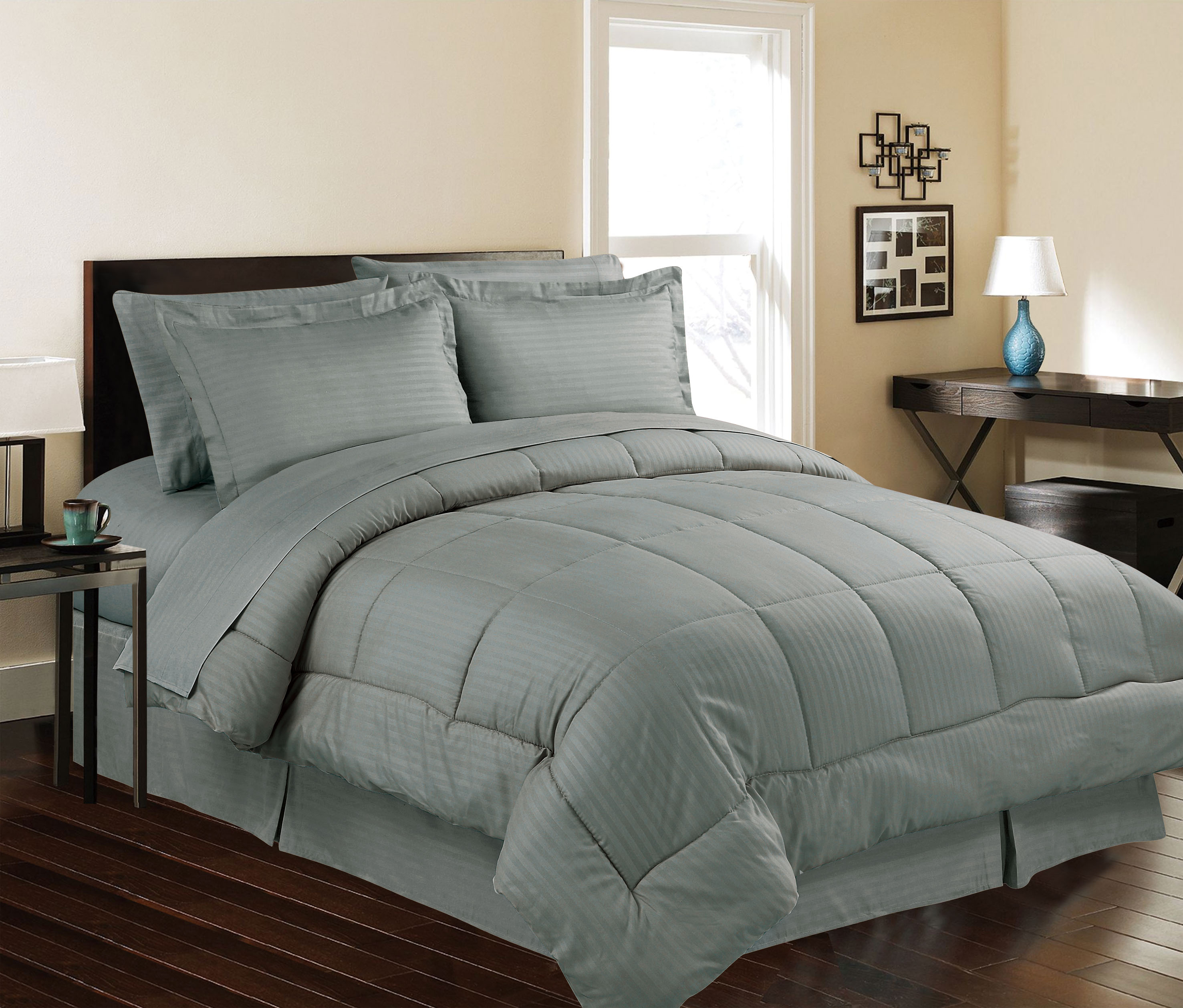 Embossed Design 8 Piece Microfiber Comforter Set100% Polyester