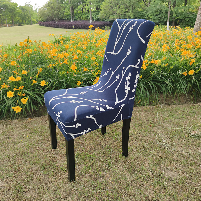 1pcs Wholesale blue spandex office stretch kitchen & dining slipcovers elastic printed dining chair covers for dining room