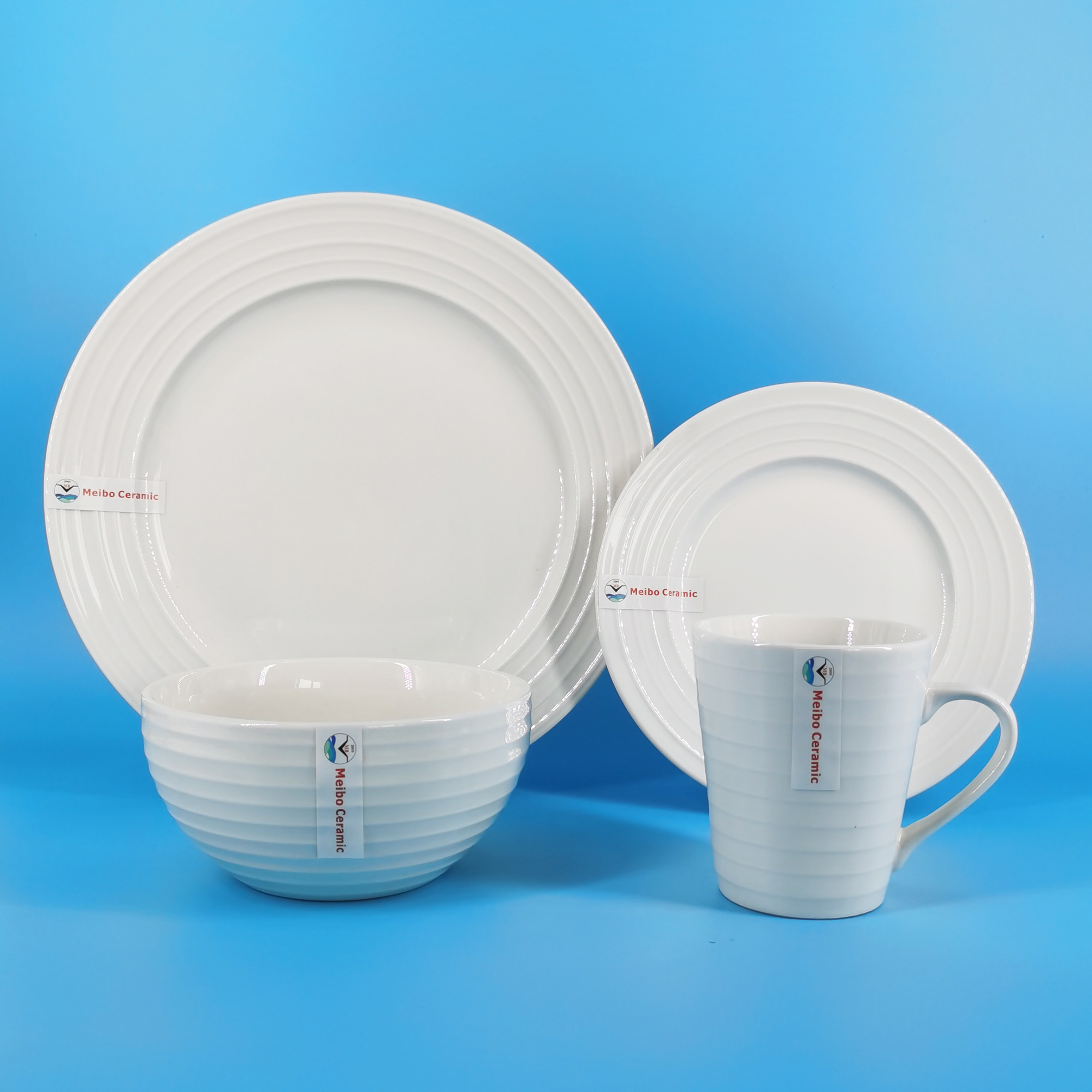 16pc porcelain embossed dinner set