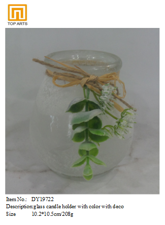 glass candle holder with color with deco