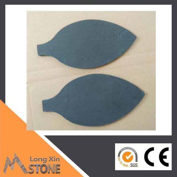 Chinese natural black slate plate chipped edge with eva feet