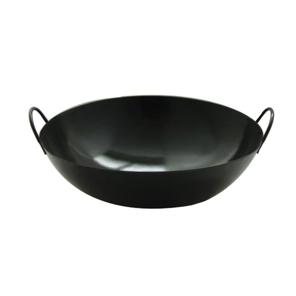Chinese double ear enamel iron wok