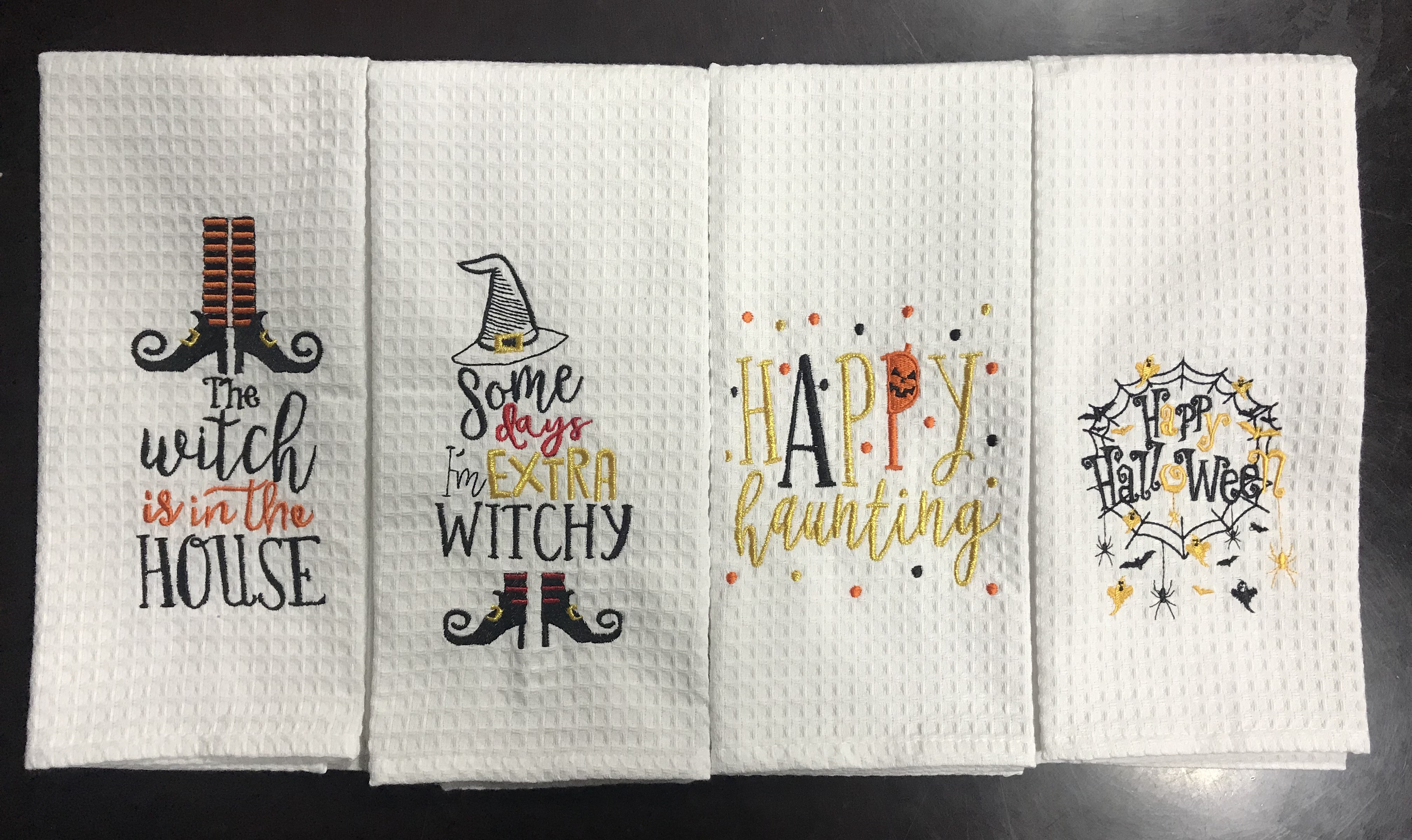 Embroidery Waffle Kitchen Towel