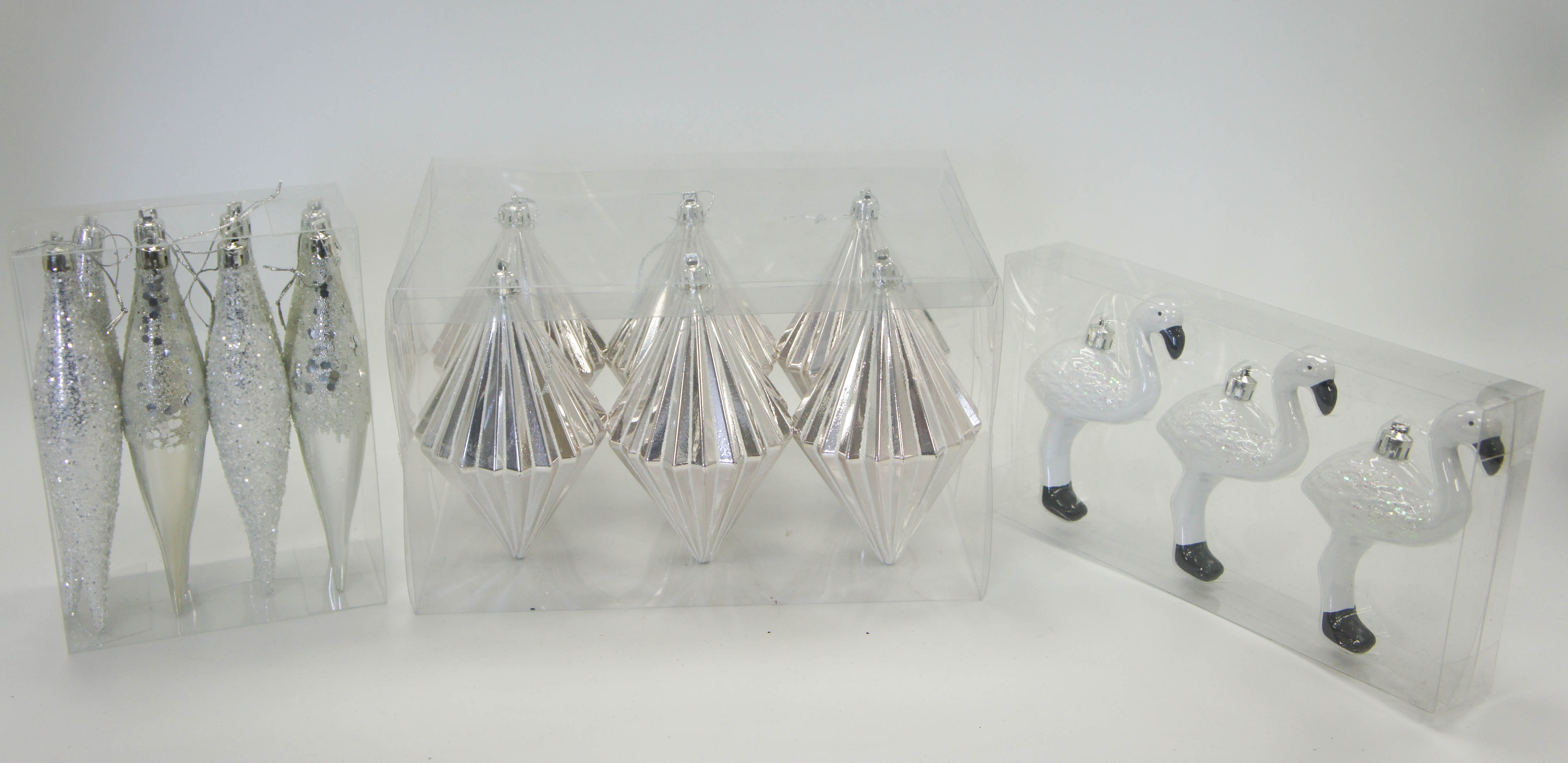 Silver geometric Christmas ball