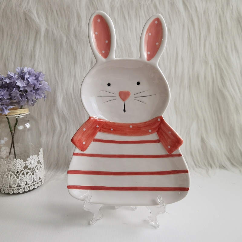 Easter Ceramic Pink Rabbit plate