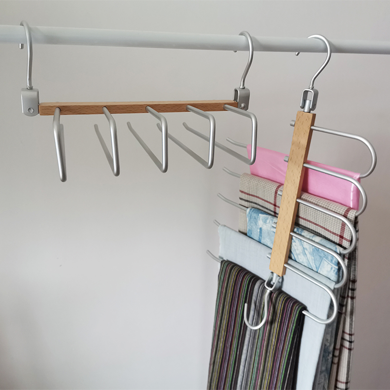 Luxury aluminum and beech wood pants hanger