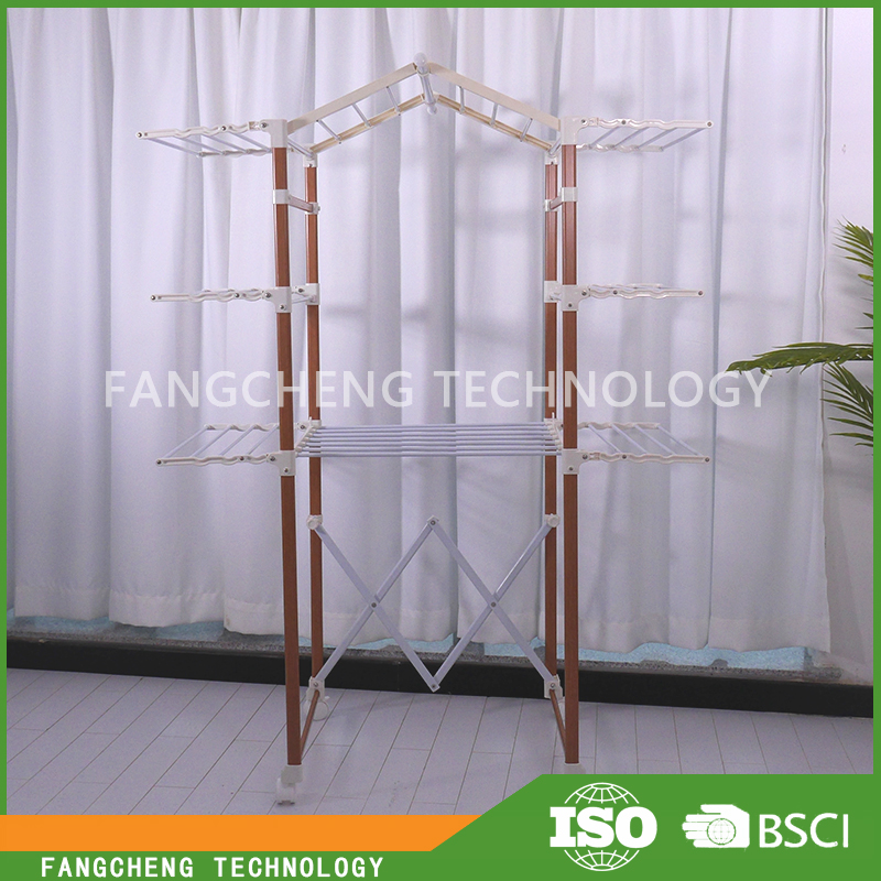 Folding wood clothes rack