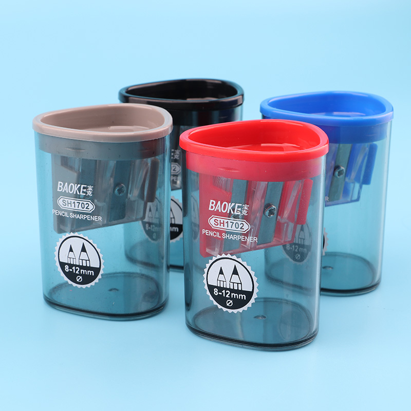 SH1702 dual holes pencil sharpener with eraser SK5 steel blade 8mm 12mm 4 colors student art and office plastic Pencil sharpeners
