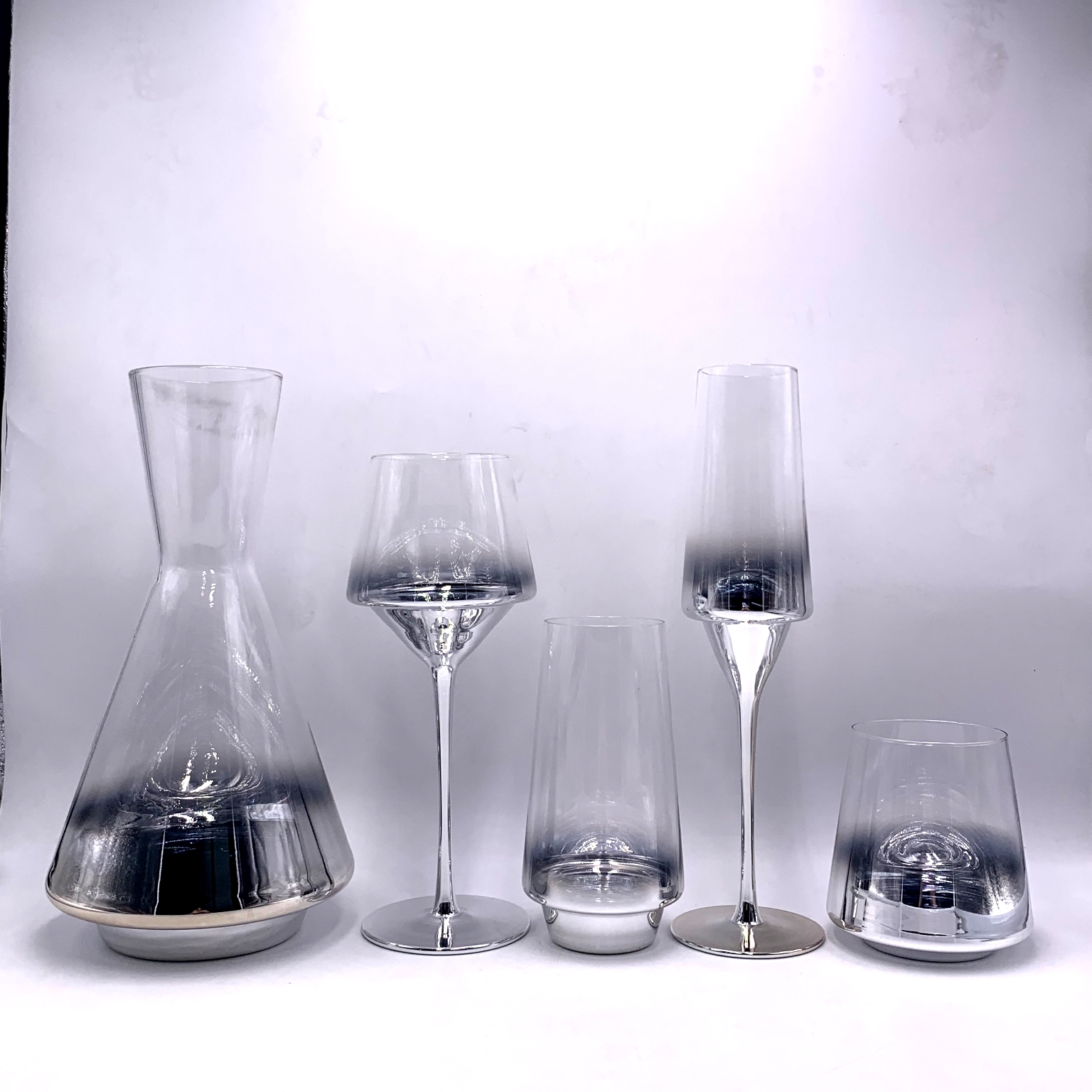 new design half silver electroplating blown glassware sets