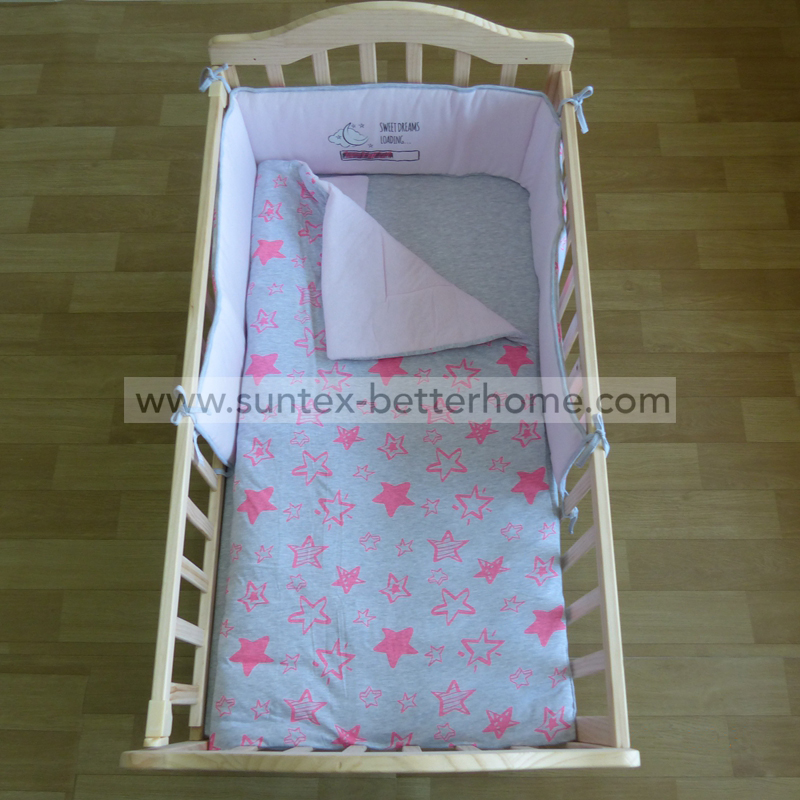 100%Cotton Jersey Fabric Baby Bedding Set Crib Bumper Set