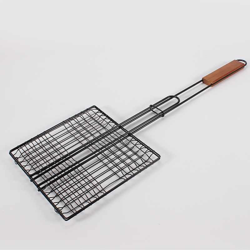 Manufacturer 2020 good quality non-stick coating BBQ grill net with wood handle Yangjiang Sabre