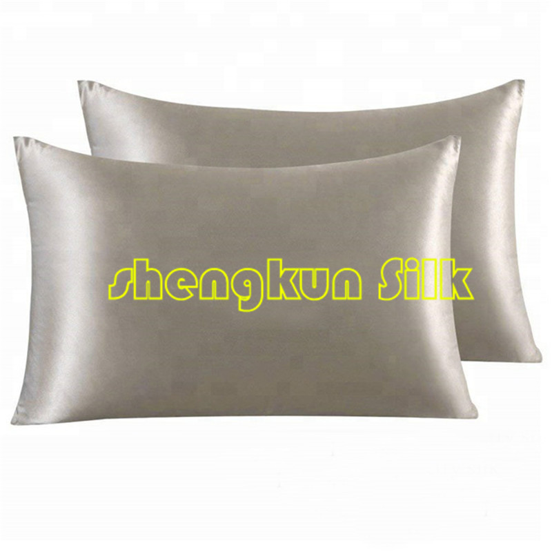 19MM Mulberry Silk Queen Size Solid Color Hidden Zipper Closure Silk Pillowcase