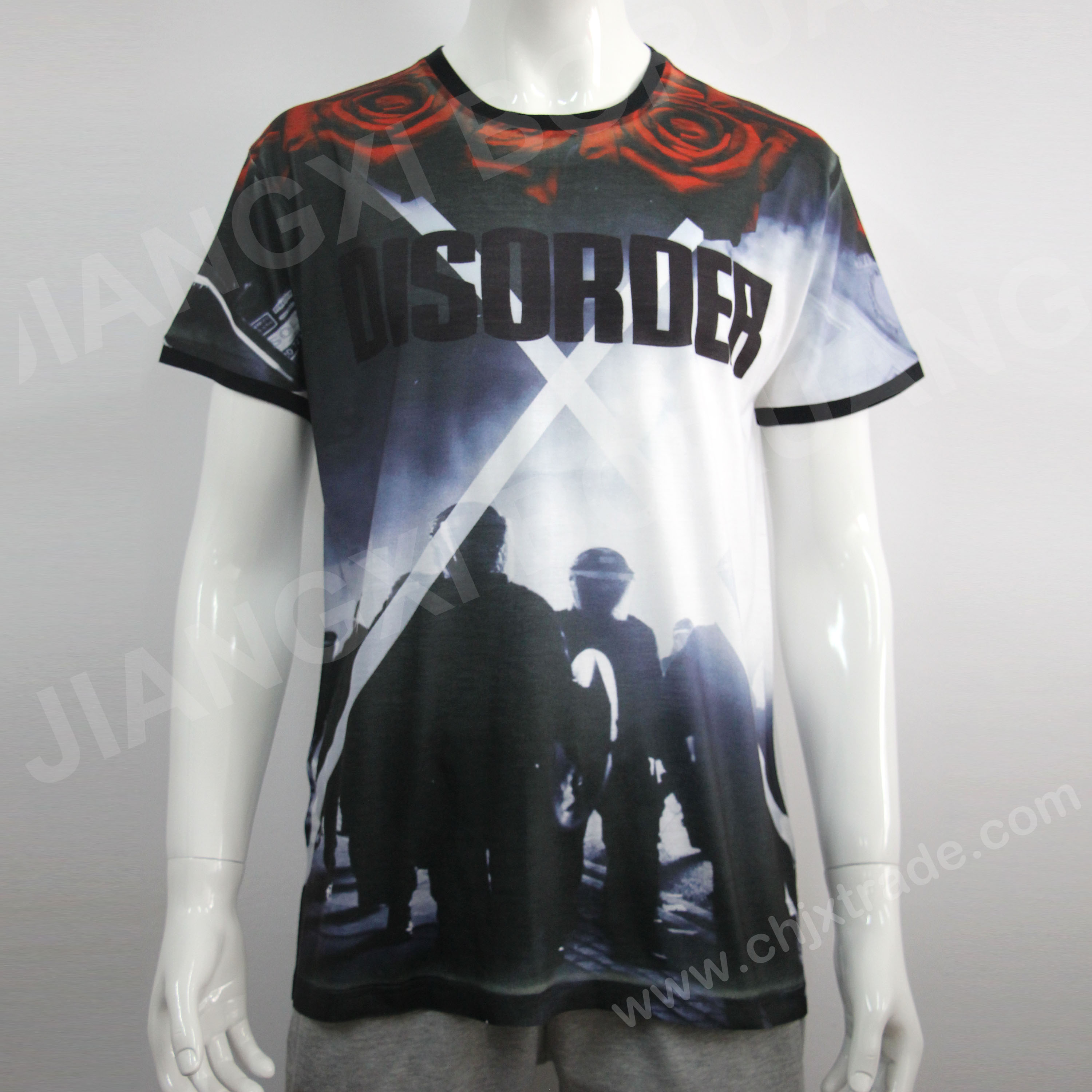 Mens 100%polyester Jersey T-Shirt With Full Print