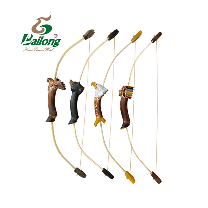 Wooden carving animal head bow and arrows