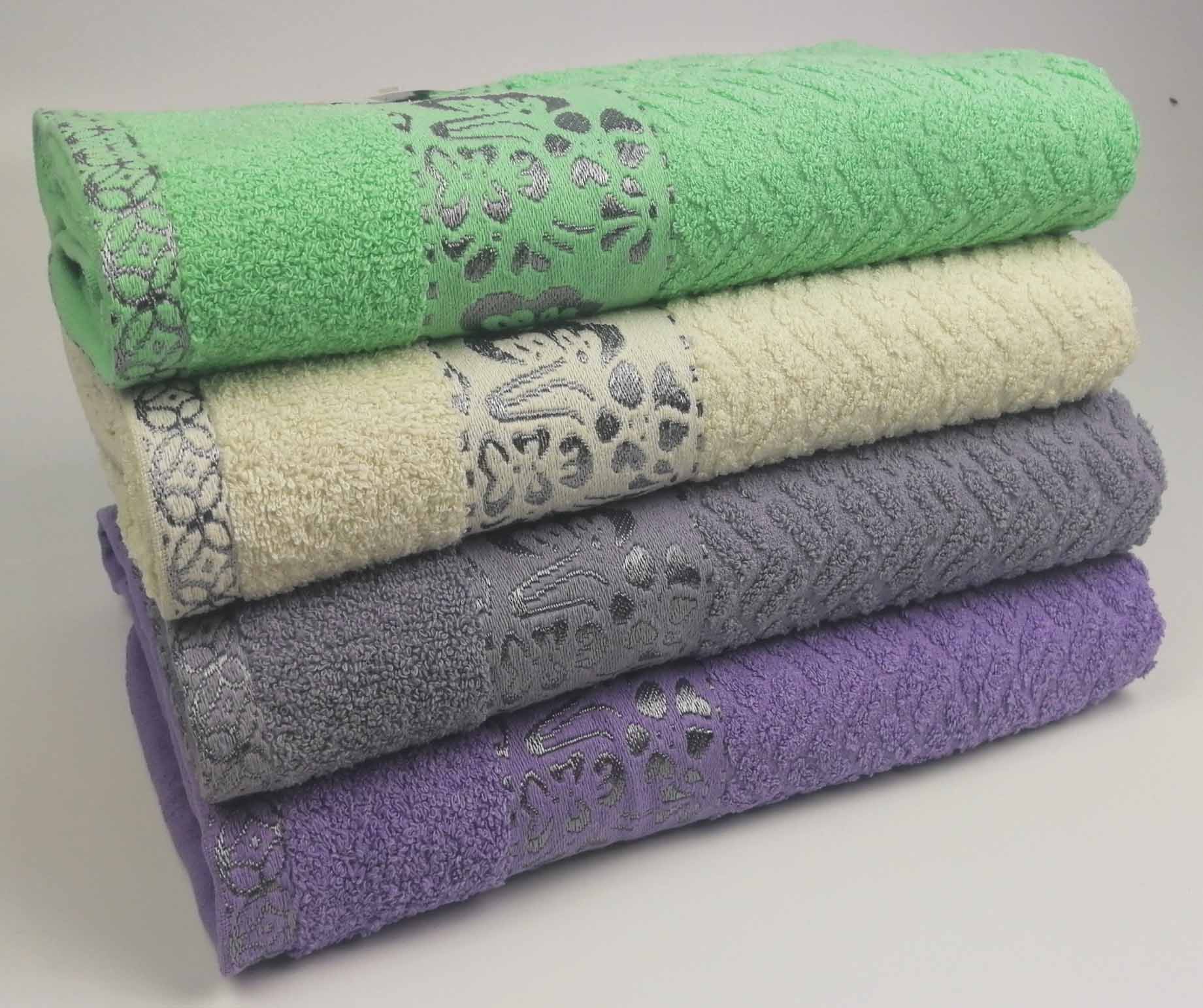 14s low-twisted plain jacquard towel w/border