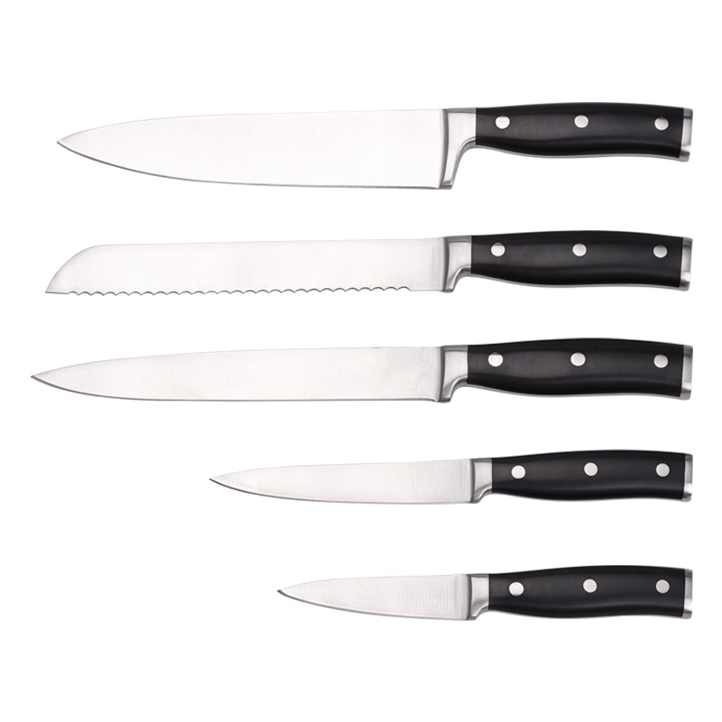 5pcs forged handle knife set with acrylic block