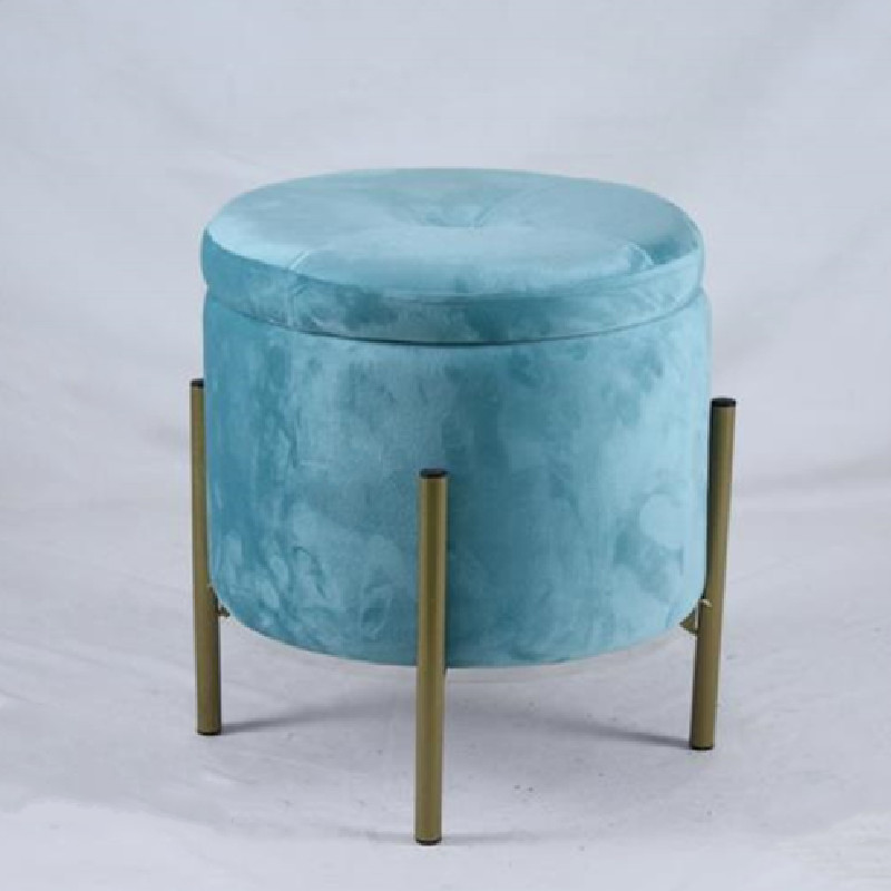Modern Velvet KD Metal powder coated base Round pouf