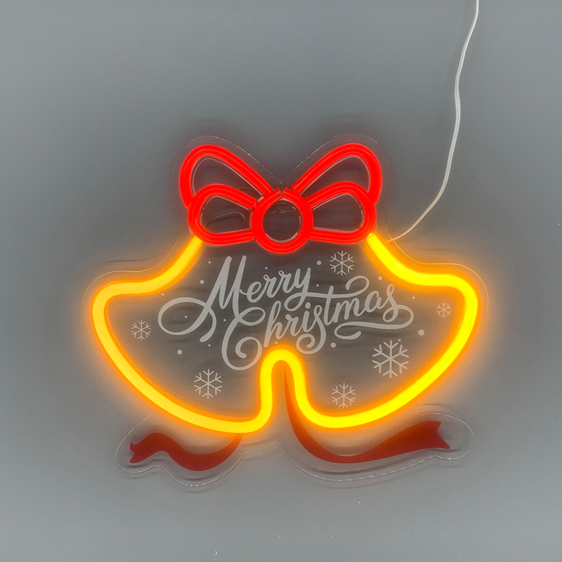 11.89" L LED lighted Neon Jingle bells " merry Christmas " sign, USE 3AA batteries not included .