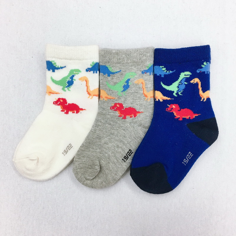 baby socks with dinosaur jacquard