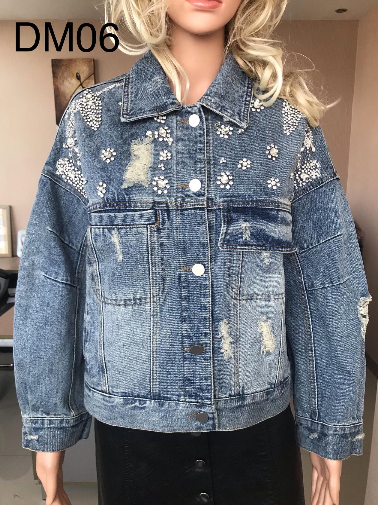 Ladies Print Embroidered Beaded Denim Jacket