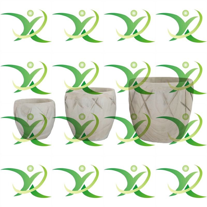 Round Wooden Flowerpots