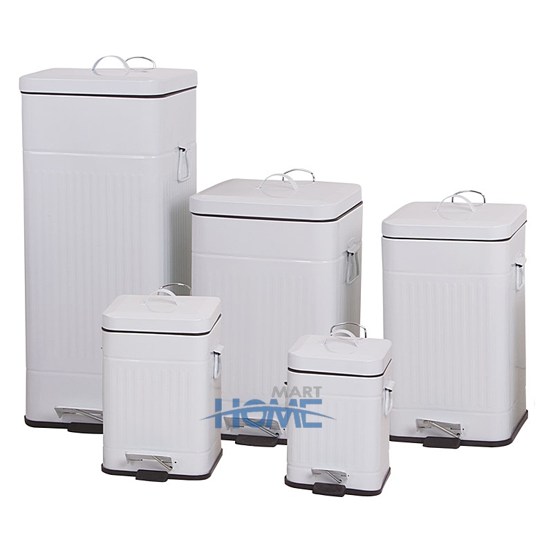 Square shaped Easy Close - soft closing white powder coating mechanism sheet zinc plated metal dustbin with handle