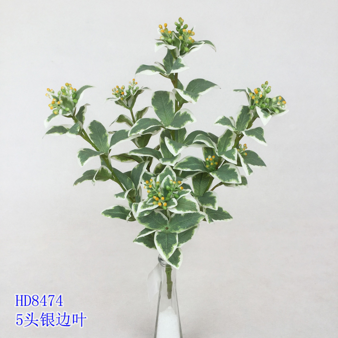 ! 0.42m Artificial Flower Artifical flowers factory home decoration wedding bridal Sliver Side Leaves X 5